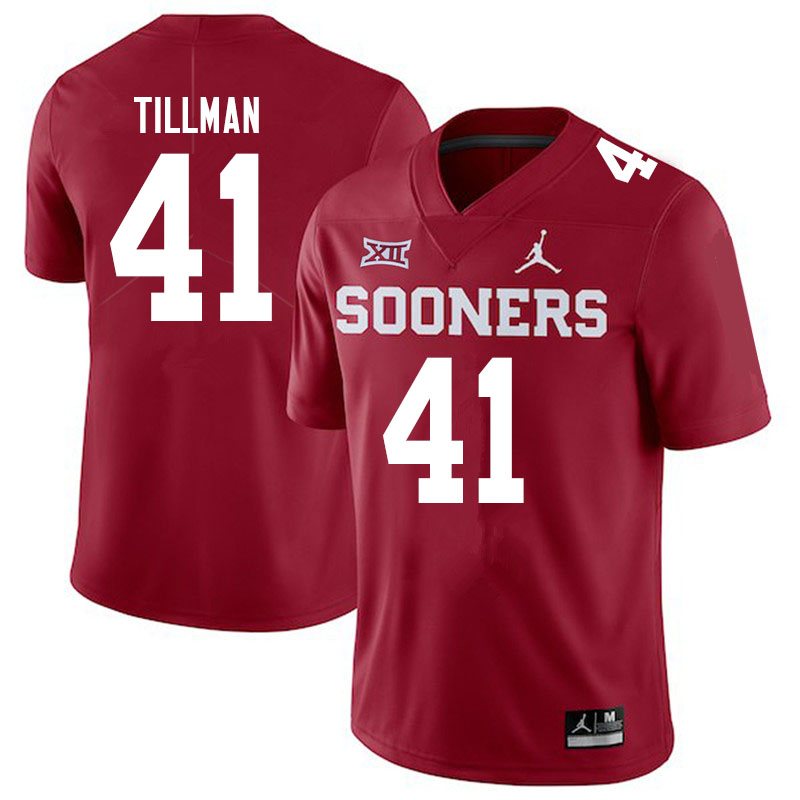 Oklahoma Sooners #41 Coby Tillman Jordan Brand College Football Jerseys Sale-Crimson